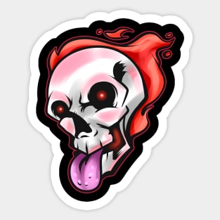 Flaming Skull Tounge Out Halloween Sticker